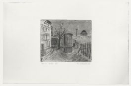 Marion Kallauka (b.1949) - 1982 Etching, Berlin Street Scene