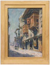 North African School  Late 19th Century Oil - Narrow City Street