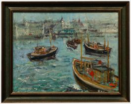 Johnston - Framed 20th Century Oil, Coming in to Harbour