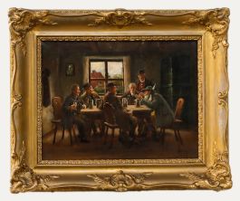 Bruno Blätter - Framed 19th Century Oil, A Tankard with Friends