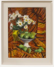 Cecile Hertz-Eyrolles (1875-1974) - Framed Oil, Still Life with Pears & Daisies