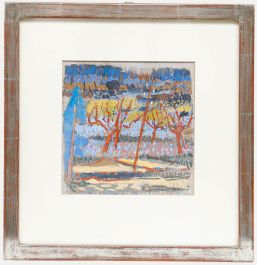 Fritz Brunner (1908-1996) - Framed 1980 Gouache, Evening Trees