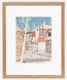 Fritz Brunner (1908-1996) - Framed 1974 Gouache, Urban Street Scene