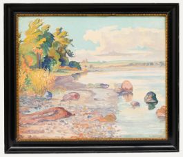Th. Kirstein - Framed Early 20th Century Oil, A Rocky Shoreline