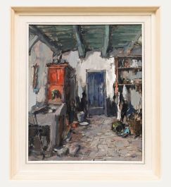 Theodorus Van Oorschot (1910-1989) - Framed Oil, A Busy Kitchen Interior