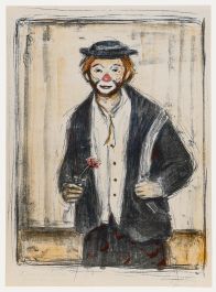 August Frey (1912-1998) - 1980 Lithograph, Clown with Rose