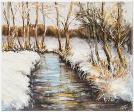 Erwin Steinhauser (1939-2023) - 20th Century Acrylic, Stream In The Snow