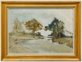 Michel Gassies - Framed 20th Century Oil, Edge of the Loire