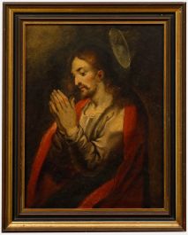 French School 19th Century Oil - Christ in Prayer