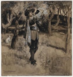 John Ley Pethybridge (1865–1905) - 19th Century Watercolour, Horn Blower