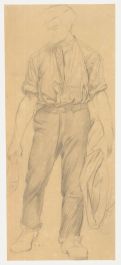 Edward Ridley (1883-1946) - Graphite Drawing, Gentleman Holding a Jacket 