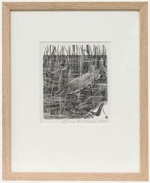 Eugene Pichell (1905-1976) - Framed 1959 Wood Engraving, Amongst the Bulrushes