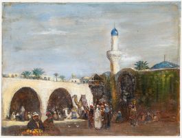 Early 20th Century Oil - Middle Eastern Street Scene