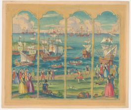 Late 19th Century Gouache - Off to Meet the Spanish Armada 