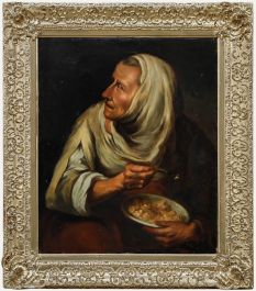 After Bartolome Esteban Murillo (1618-1682) - Oil, Urchin Mocking an Old Woman