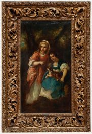 French School  c.1900 Oil - The Sisters