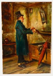 A. Durcak - Early 20th Century Oil, Man with Umbrella