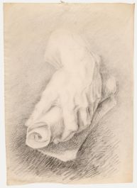 19th Century Graphite Drawing - Hand with Scroll
