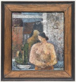 Framed 20th Century Mixed Media - Nude by the Kitchen Window