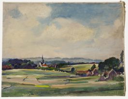 Luc De Decker (1907-1982) - Mid 20th Century Oil, Church In Summer Fields