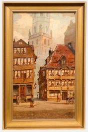 Friedrich Harden (1861-1921) - Late 19th Century Oil, Hamburg Street Scene