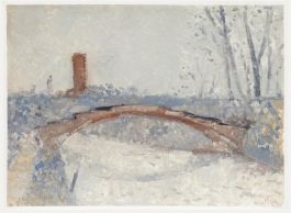 Bernard Myers (1925-2007) - Contemporary Oil, Footbridge, Torcello