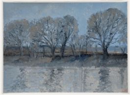 Bernard Myers (1925-2007) - Contemporary Oil, Trees by the Tow Path