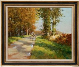 John Haskins (b.1938) - Framed 20th Century Oil, Summer Rain, Hertfordshire