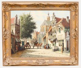Pieter Cornelis Steenhouwer (1896-1972) - Mid 20th Century Oil, Cobbled Street