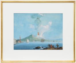 Neapolitan School 19th Century Gouache - The Eruption of Mount Vesuvius