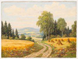 Martin Henschke - Mid 20th Century Oil, Summer Evening in Vogtlandkreis