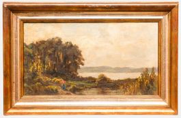 Marianne Fiedler (1864-1904) - Late 19th Century Oil, Lakeside Study with Figure