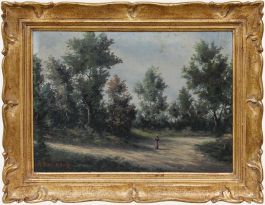 Alain Bonnaud - Framed Early 20th Century Oil, Walking Through the Woods