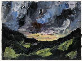Daniel Nichols - Contemporary Oil, Mountain Sunset, North Wales