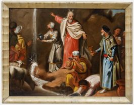 Late 19th Century Oil - Moses Striking the Rock