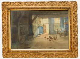 Jan Harm Weijns (1864-1945) - Framed Watercolour, Tea Break in the Barn
