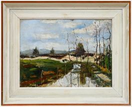 Framed Mid 20th Century Oil - Country Landscape