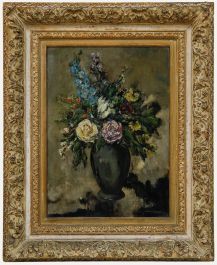 Gerard van Lerven (1885-1966) - Mid 20th Century Oil, Roses and Delphiniums
