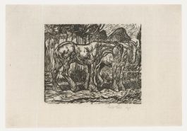 Anton Lock (1893-1971) - Early 20th Century Woodcut, Two Horses