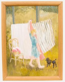 Olga Awty (1928-2014) - Contemporary Oil, Washing Day