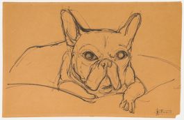 J. Pillmann - Mid 20th Century Pen and Ink Drawing, Study of a French Bulldog
