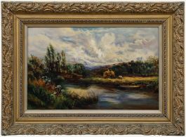 English School 1908 Oil - Over the River