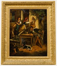 L. Gaffer - Late 19th Century Oil, Playing a Trick on the Sleeping Hunter