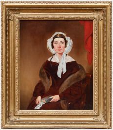 English School Mid 19th Century Oil - Lady in Lace and Fur