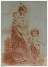 Late 19th Century Sanguine - Mother and Children