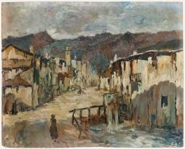 Early 20th Century Oil - An Overcast Street