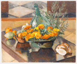 Pauline Plummer (b.1933) - 1989 Oil, Still Life with Gerberas