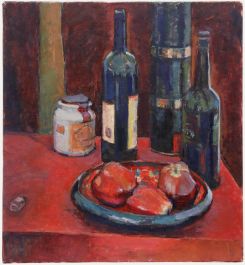 Pauline Plummer (b.1933) - 20th Century Oil, Apples and Bottles