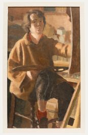 Pauline Plummer (b.1933) - Mid 20th Century Oil, Self-Portrait on Stool