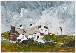 Daniel Nichols After Kyffin Williams - Contemporary Oil, Whitewashed Cottages